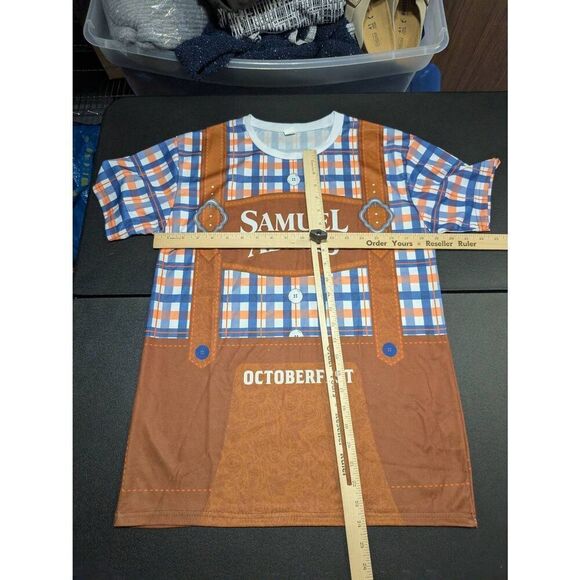NWOT Samuel Adams Oktoberfest T Shirt Beer Mock Lederhosen Men's Small - Picture 4 of 4